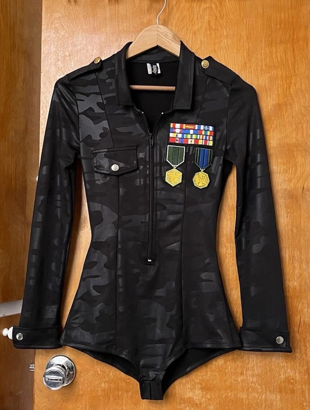 Forplay Salute Soldier Halloween Costume Camo Military Romper Bodysuit XS S